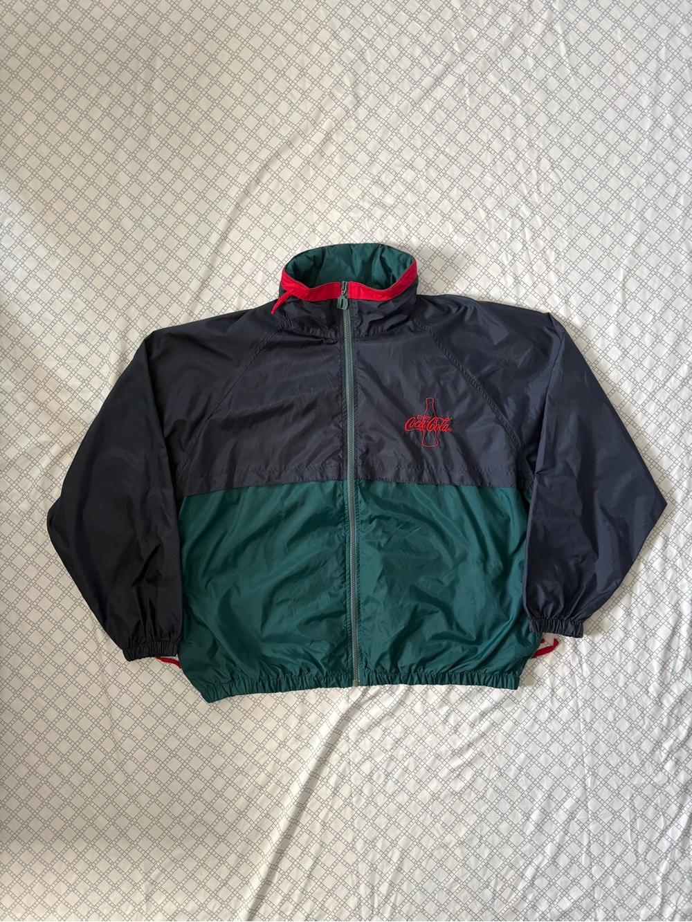 Dunbrooke Coca Cola Men's Navy and Forest Green Colorblock Windbreaker XXL